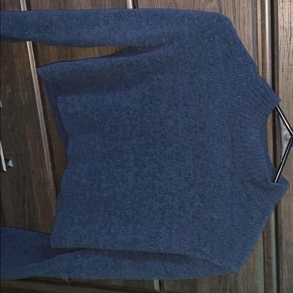 Long Sleeve Cropped Blue Sweater